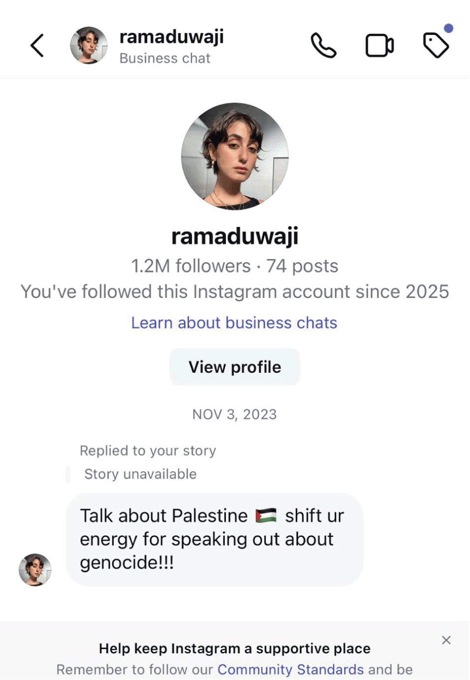 Screenshot of DM by Mamdani's wife